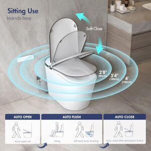 Smart Toilet with Bidet Built in, Eridanus One Piece Bidet Toilet for Bathrooms, Warm Water Wash & Dryer, Foot Sensor Flush, Elongated Heated Seat, Auto Open/Close with Digital Display, White & Black