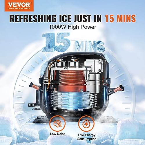 VEVOR Commercial Ice Maker, 450LBS/24H Ice Making Machine with 330.7LBS Large Storage Bin, 1000W Auto Self-Cleaning Ice Maker Machine with 3.5-inch LED Panel for Bar Cafe Restaurant Business