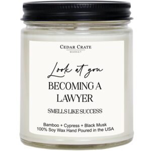 lawyer graduation gifts for women men | passing the bar exam gifts | law office decor | college, law school graduation gifts | look at you becoming a lawyer funny gifts |bamboo scented candle