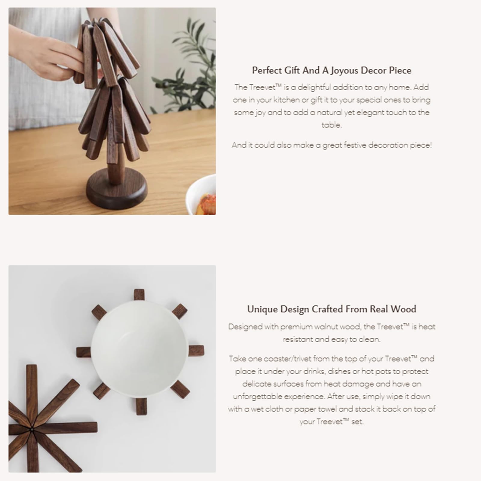 Treevet Coaster Set, 3/4/5 Pcs Black Walnut Tree Trivet Set Treevet Coasters, Create Memorable Moments with Treevet (3PCS)