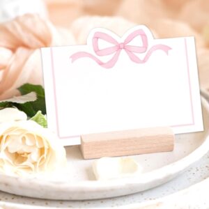 Whaline 100Pcs Pink Bow Place Cards 2 x 3.5 Inch Cute Bow Knot Tent Name Cards Blank Seat Assignment Label Cards for Coquette Birthday Party Table Setting Supplies