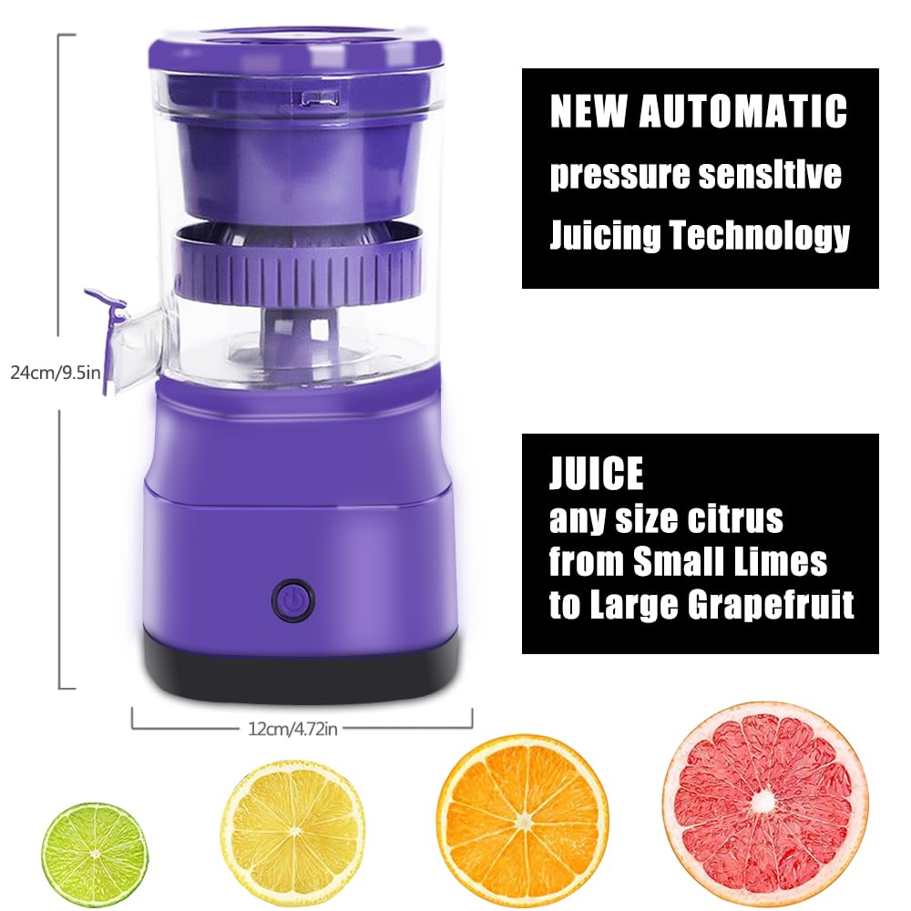 Vanleonet Electric Citrus Juicer,USB Rechargeable Citrus Juicer Machines, Large Caliber Portable Juicer for Fresh Orange Juice, Lemon, Grapefruit Juice