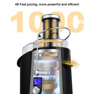 1000W 5 Speeds LCD Screen Centrifugal Juicer Machines Vegetable and Fruit, Realife Juice Extractor with Big 3" Wide Chute, Anti-drip Compact Juice Maker, Easy Clean, High Juice Yield, BPA Free