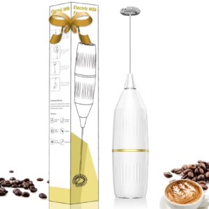 milk frother handheld,mini drink mixer and coffee blender frother for coffee bar accessories, matcha whisk,latte, cappuccino, frappe, hot chocolate, egg,kitchen essentials gift (white)