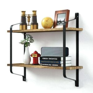 ESRW Rustic Industrial Wood Metal Wall Floating Shelf Storage Rack Bookshelf Bathroom Generic Wall Shelves Floating-Shelves Wall Decor Bedroom Decor Floating Shelves Bathroom Storage Wall shelve