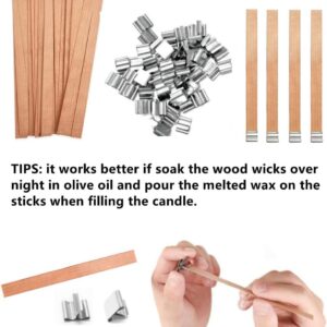 100pcs Wood Wicks for Candles, Wood Candle Wicks Wood Wicks for Candles Making Smokeless Wooden Candle Wicks with Trimmer Natural Crackling Wooden Wicks for Candle Making 5.1x0.5x0.04inch DIY Craft