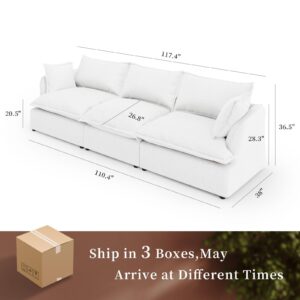 Intuition Decor Cloud Modular Sectional Sofa,3 Seater Convertible Sectional Couch,Modern Down Filled White Sectional Comfy Sofa,Detachable Couch Cushion Covers,Corner Sofa for Living Room