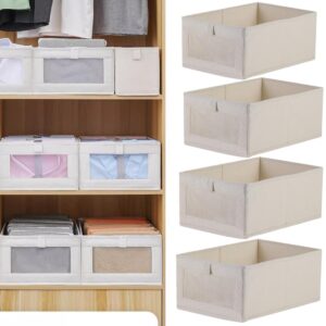 chanyeekit linen storage bins wardrobe storage baskets shelf organizer containers for organizing clothing, jeans, toys, books, shelves, closet organizers