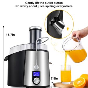 1000W 5 Speeds LCD Screen Centrifugal Juicer Machines Vegetable and Fruit, Realife Juice Extractor with Big 3" Wide Chute, Anti-drip Compact Juice Maker, Easy Clean, High Juice Yield, BPA Free