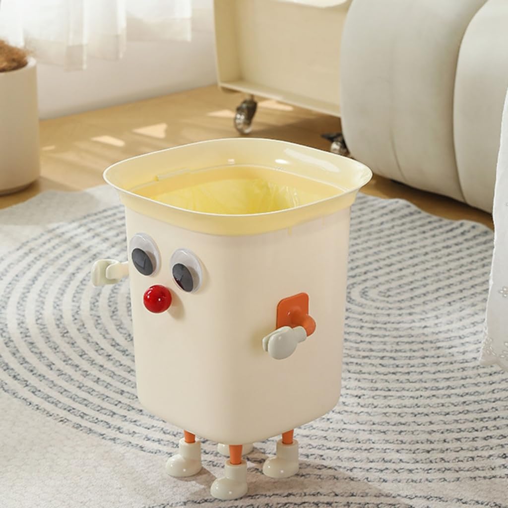 JUNNOTI Funny Large Eye Trash Bin with Feet Garbage Bin Office Rubbish Bin Bathroom Garbage Waste Bucket Kitchen Dustbin