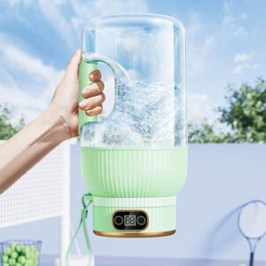 Yulyoie Multifunctional Portable Juicer Cup with Digital Display, 3 in 1 Portable Blender 40.6oz Juicer Machine Rechargeable,Food and Juice for Gym/Travel/Kitchen (Green, Single Cup+Single Lid)