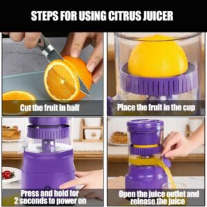 Vanleonet Electric Citrus Juicer,USB Rechargeable Citrus Juicer Machines, Large Caliber Portable Juicer for Fresh Orange Juice, Lemon, Grapefruit Juice