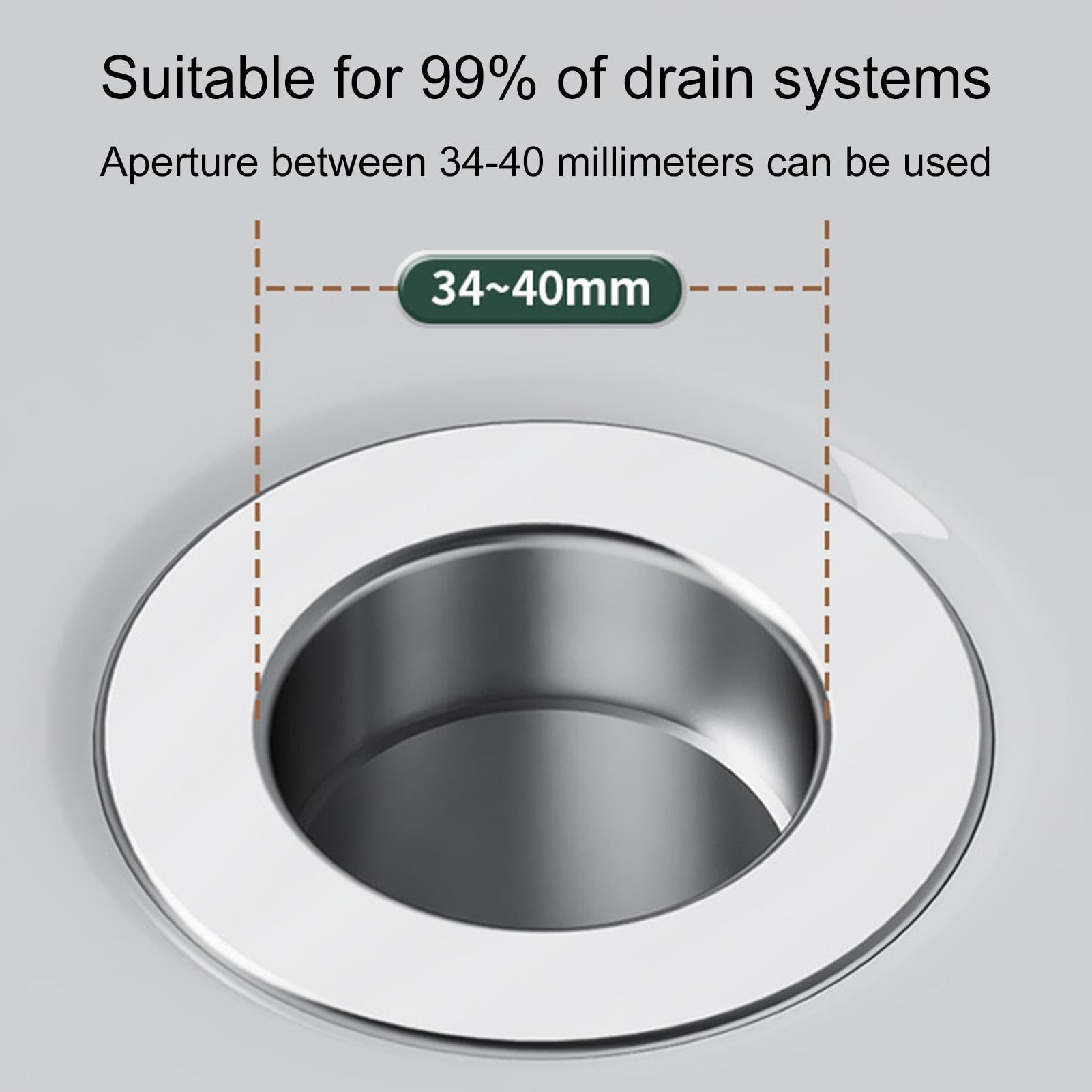 Stainless Steel Drain Hair Catcher - Anti-Clog Pop Up Drain Strainer with Hair Catcher, Drain Plug Sink Filter, Sink Plug for 33-40mm Drain, Plug and Play, for Bathroom, Bathtub, Kitchen, Sink, Etc