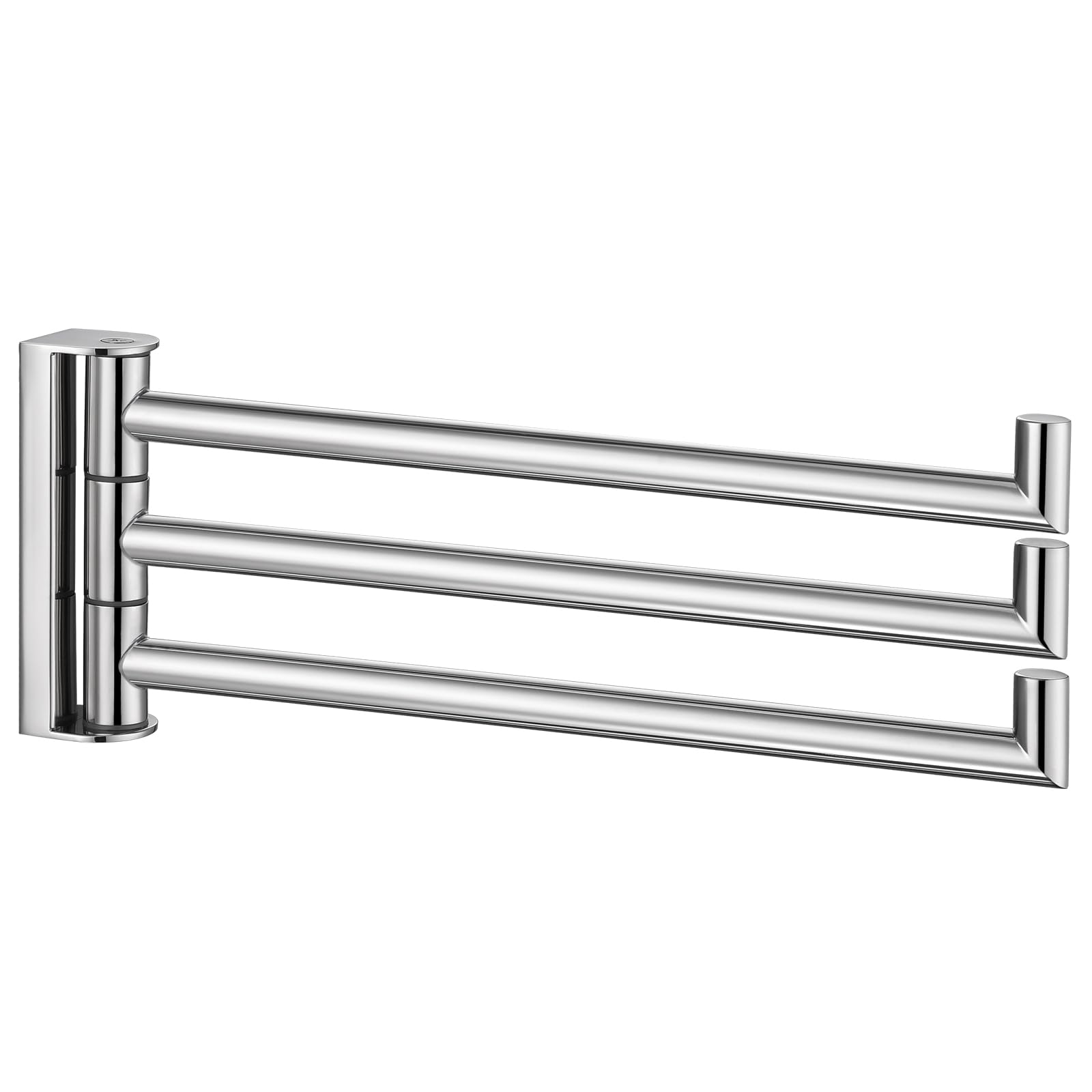 APLusee Polished Chrome Swivel Towel Bar, 304 Stainless Steel Foldable Towel Holder with 3 Arms, Wall Mounted