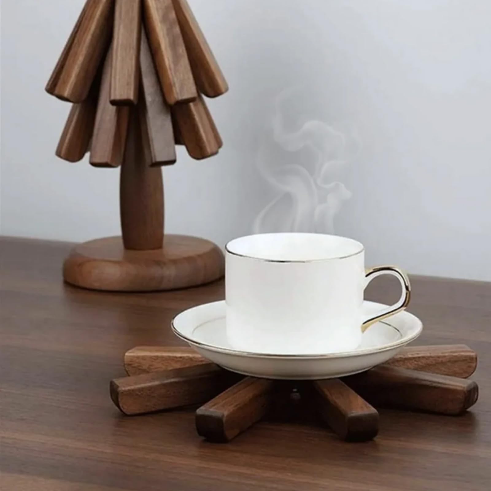 Treevet Coaster Set, 3/4/5 Pcs Black Walnut Tree Trivet Set Treevet Coasters, Create Memorable Moments with Treevet (3PCS)