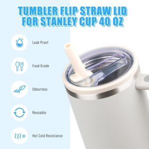 2 Pack 40 oz Tumbler Flip Straw Lid Replacement fit for Stanley Quencher, Spill Proof Splash Resistant Tumbler Lids, Reusable Tumbler Cover (A)