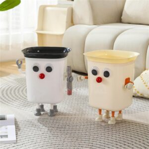 JUNNOTI Funny Large Eye Trash Bin with Feet Garbage Bin Office Rubbish Bin Bathroom Garbage Waste Bucket Kitchen Dustbin