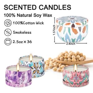 Onebird Set of 36 Scented Candle Gift Set,Natural Pure Soy Wax Aromatherapy Candles Essential Oils for Home and Women