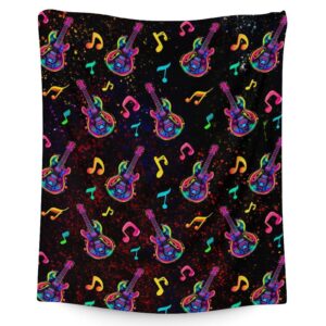 guitar blankets for kids - lightweight soft colorful throw blanket - 30" x 40" inches lap size blanket for chair & office - aesthetic small blanket throws gift