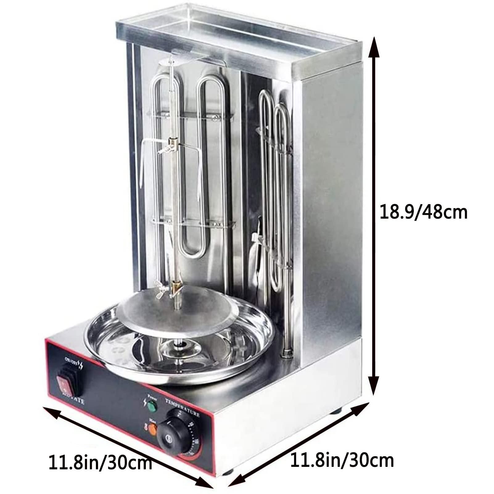 BBQ Meat Machine, Vertical Kebab Doner Meat Grill, Stainless Steel Gas Broilers Home Rotisserie Oven, Skewer Kebab Machine for Kitchen with Temperature Adjustment Switch, 50-300℃(Electric)