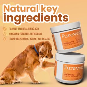 Furevery Chewable Dog Vitamins and Supplements – Daily Longevity Multivitamin for Dogs with Curcumin, Taurine, Trans-Resveratrol – Essential Vitamins for Dogs to Support Wellness and Vitality