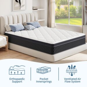 LDLON Queen Size Mattress, 12 Inch Memory Foam Hybrid Mattress, Pressure Relieving Bed in a Box, Individual Pocket Springs for Motion Isolation, Edge Support, CertiPUR-US Certified, Fiberglass-Free