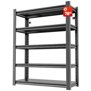 phonando 78" h 47.2" wide garage shelving,thickened heavy duty metal shelving adjustable shelves,garage storage shelves,shelving rack industrial shelving tool shelf for basement metro