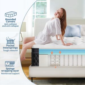 LDLON Twin XL Size Mattress, 12 Inch Memory Foam Hybrid Mattress, Pressure Relieving Bed in a Box, Individual Pocket Springs for Motion Isolation, Edge Support, CertiPUR-US Certified, Fiberglass-Free