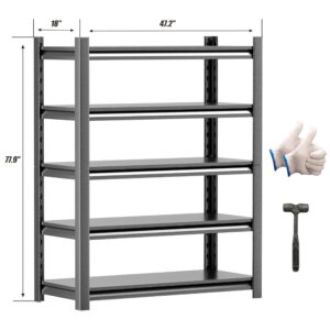 Phonando 78" H 47.2" Wide Garage Shelving,Thickened Heavy Duty Metal Shelving Adjustable Shelves,Garage Storage Shelves,Shelving Rack Industrial Shelving Tool Shelf for Basement Metro