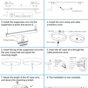 LEONLITE 4FT Linkable LED Linear Light Fixture, 3CCT 50W 6500LM Ultra Bright Downlight for 19.69ft High Ceiling, 120V-277V, 0-10V Dimmable, ETL, 3000K/4000K/5000K, Black Aluminum Housing, Pack of 4