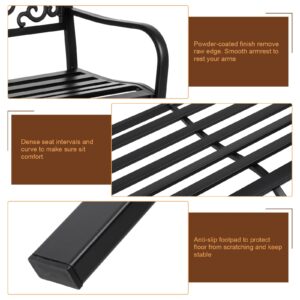 50" Iron Outdoor Courtyard Bench – Stylish and Durable Park Seating