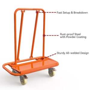 YITAMOTOR Drywall Cart, 3000lbs Heavy Duty Drywall Sheet Cart 45.3" L × 22.4" W × 46" H with 4 Swivel Wheels Panel Cart Lumber Cart Plywood Cart for Wall Panel, Sheetrock, Wood Panel