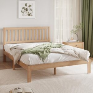 novilla full size bed frame wood full bed frame with headboard, full size bed frame with headboard solid wood bed frame foundation with 8.5 inch space underneath, no box spring needed, easy assembly