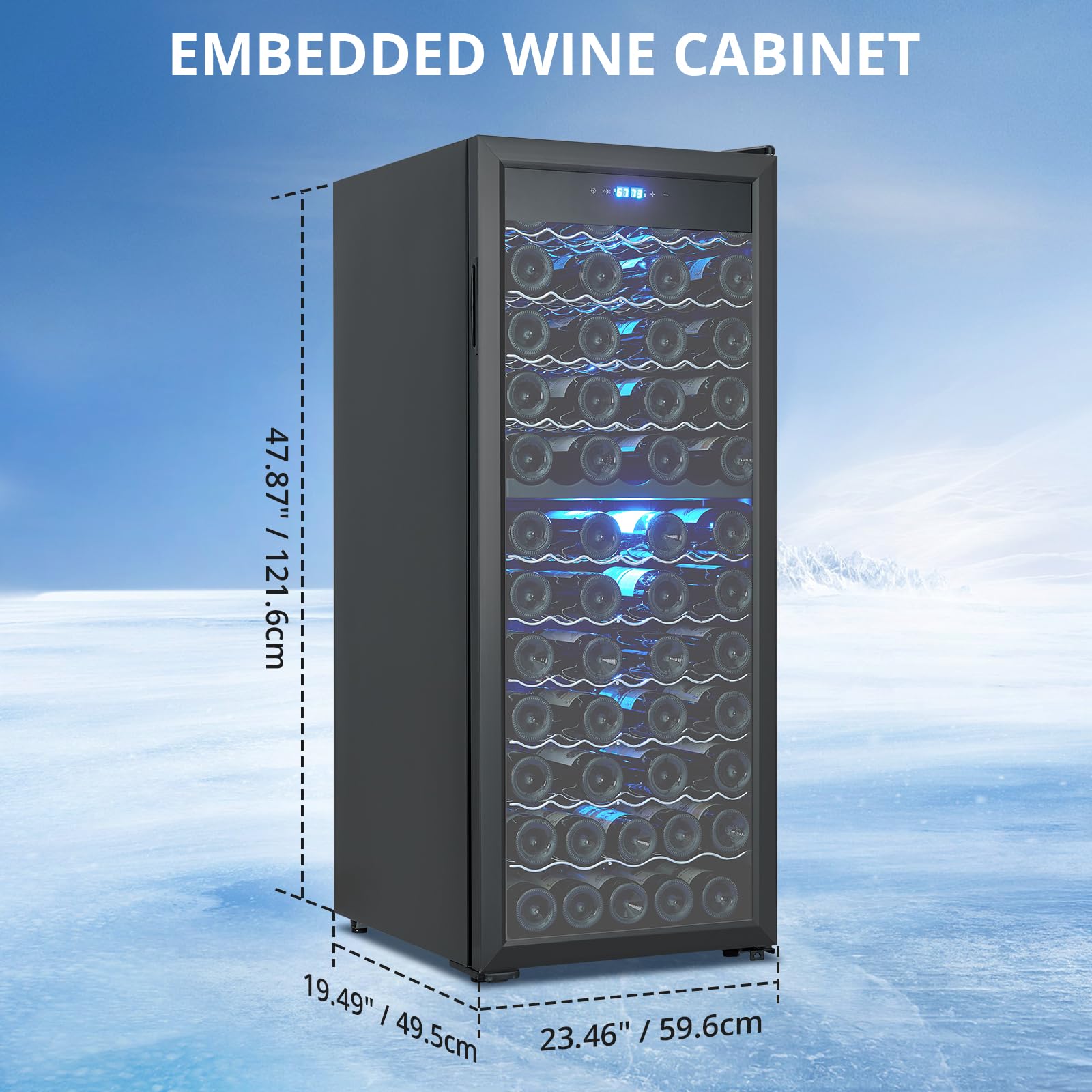 MilleLoom Dual Zone Wine Cellar - 80 Bottles Capacity, Freestanding Wine Cooler, Adjustable Shelves, Single Glass Door, Digital LED Touch Control, For Red, White, Champagne, Sparkling Wine