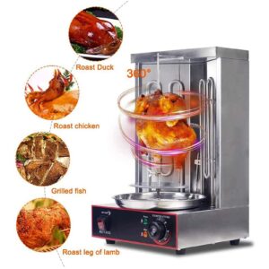 BBQ Meat Machine, Vertical Kebab Doner Meat Grill, Stainless Steel Gas Broilers Home Rotisserie Oven, Skewer Kebab Machine for Kitchen with Temperature Adjustment Switch, 50-300℃(Electric)