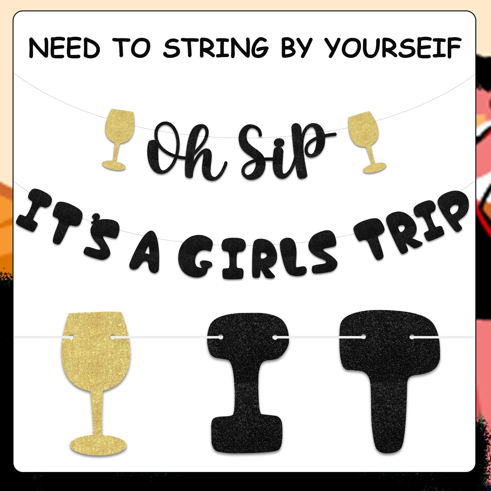 Sursurprise Oh Sip It's a Girls Trip Banner, Girls Vacation Bachelorette Birthday Sign Night Out Decorations, Girls Trip Weekend Theme Bridal Shower Wedding Engagement Party Decor