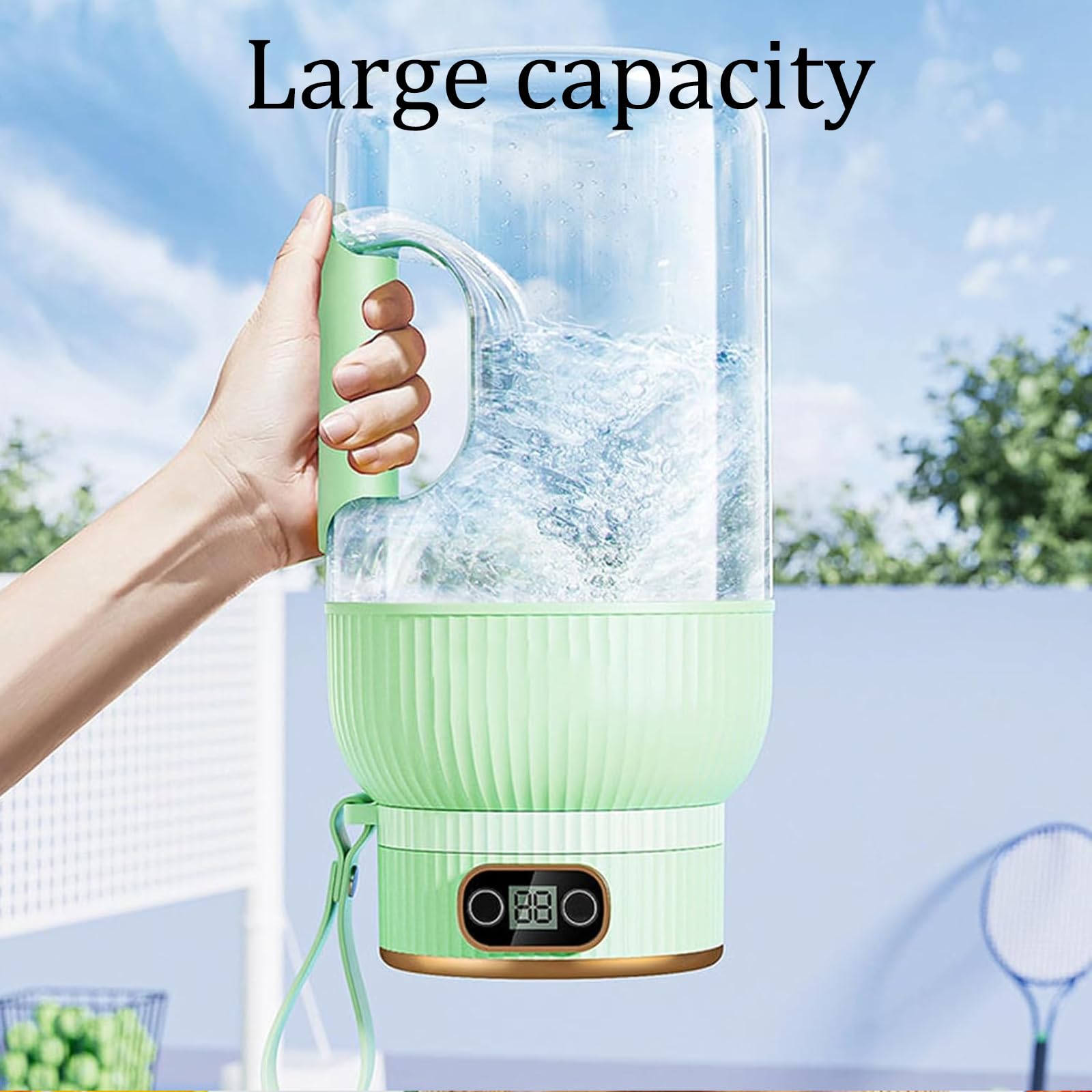 Yulyoie Multifunctional Portable Juicer Cup with Digital Display, 2024 New Yulyoie Portable Smoothie Blender on the Go, Portable Blender USB Rechargeable (Green-Single cup Single lid)