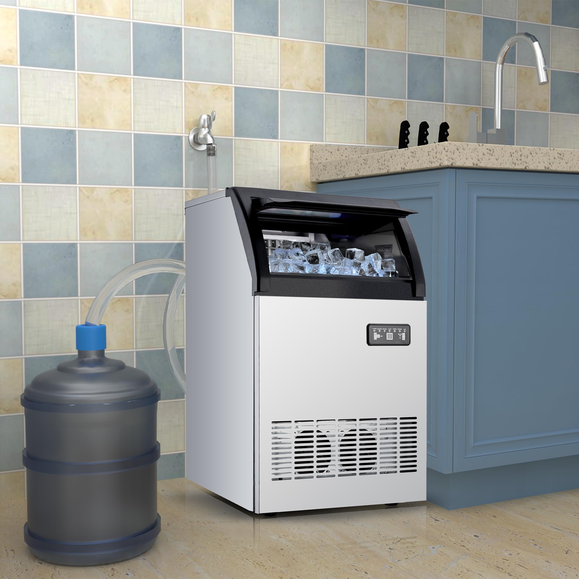 GarveeLife Commercial Ice Make r100 Lbs/24H, 33Lbs Ice Capacity, Fast and Quiet, with Water Filter, Ideal for Home, Office, Restaurant, and Bar, with 2 Water Inlet Modes