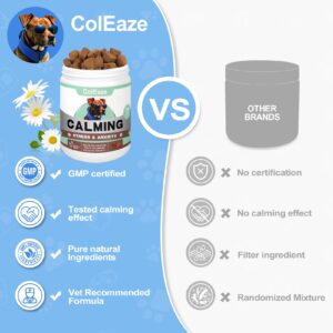 ColEaze Dog Calming Chews, 200 Count Dog Calming Treats, Anxiety Relief for Dogs, Sleep Calming Aid, Health & Wellness Supplements for Dog Separation Barking, Chicken Liver Flavor