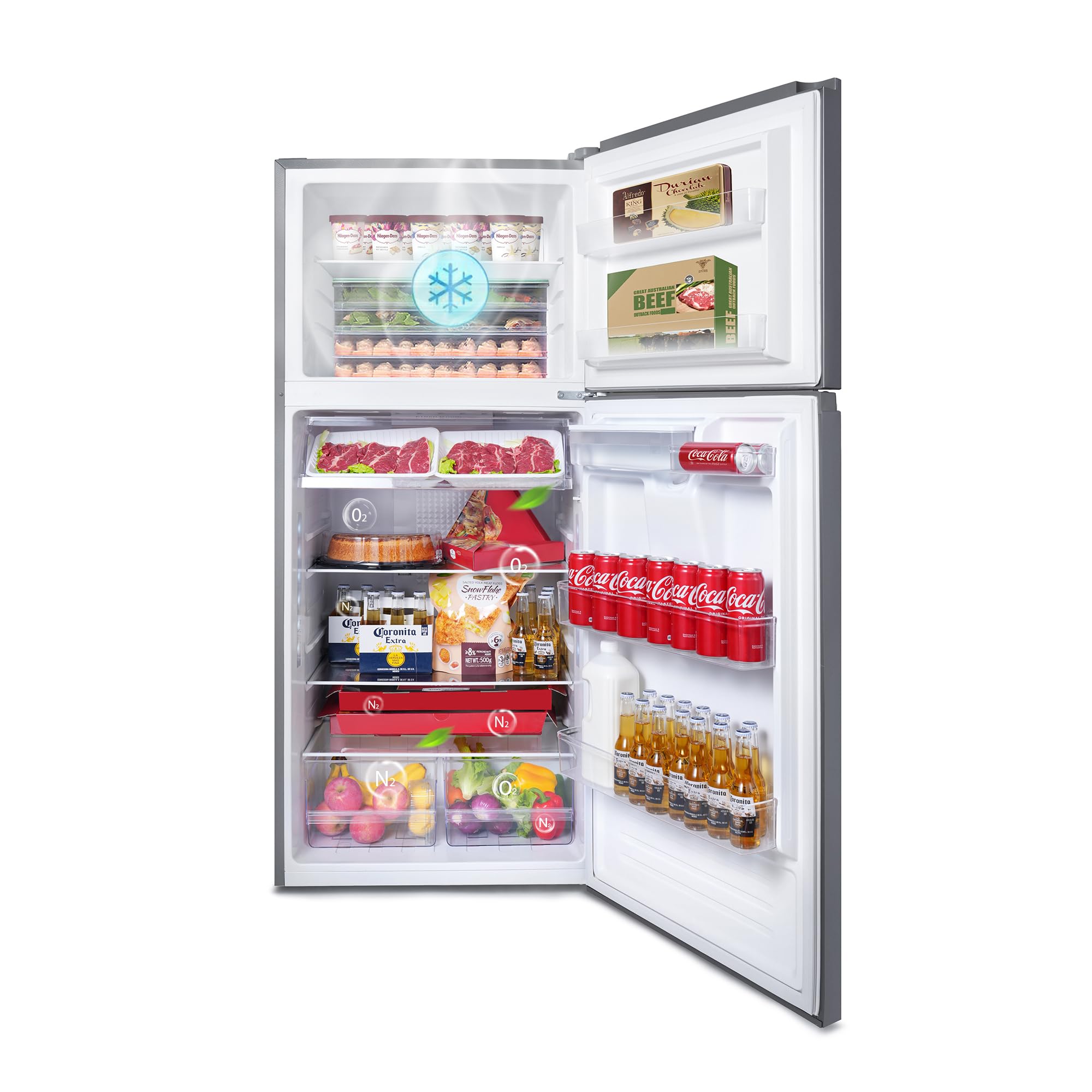 THFRIONE Top Freezer Refrigerator with Water Dispenser, Adjustable Thermostat Control, Full Size Freestanding with 14.13 Cu. Ft. Frost Free Fridge for Garage/Office/Home/Apartment