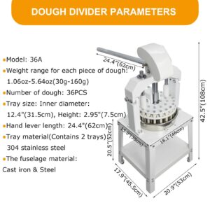 HayWHNKN Dough Divider Rounder 36pcs Dough Cutter 1.06~5.64oz Manual Dough Equal Divider Maker Hand Press Dough Cutter Scraper Bread Maker for Bakery Desktop