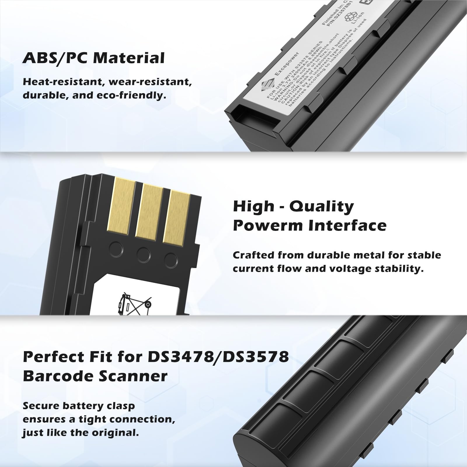 Replacement Battery for Zebra for Symbol DS3478 / DS3578 / LS3478 / LS3578 / MT2000 / MT2070 / MT2090 Handheld Barcode Scanner 21-62606-01 / BTRY-LS34IAB00-00 Compatible with Honeywell 8800