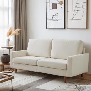 halamine 57" loveseat couch sofa,mid-century modern love seat couch with armrests for living room,easy to install 2-seat sofas & couches for living room apartment office bedroom,beige