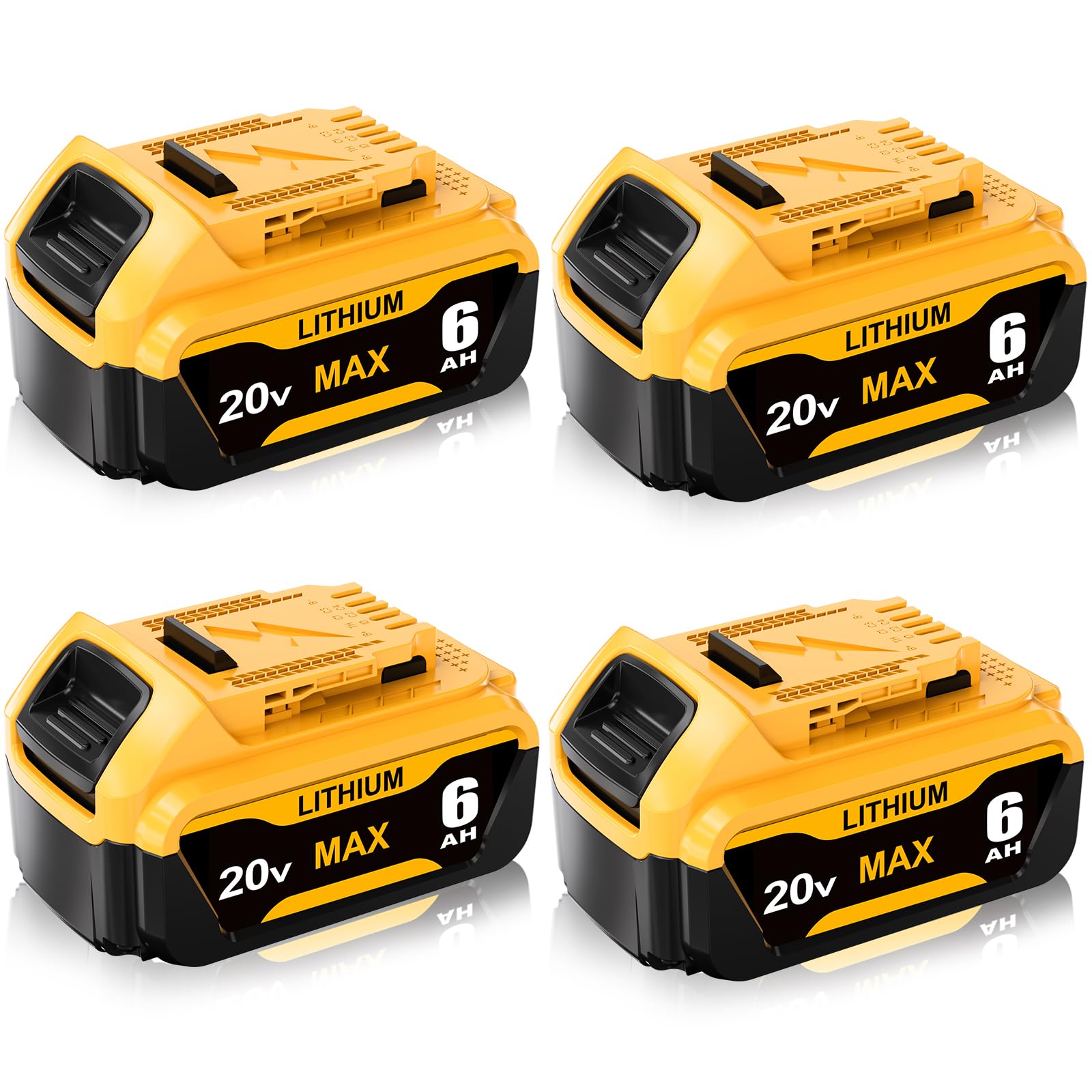 Wryfzxd Replacement for Dewalt 20V MAX Battery 6.0Ah Compatible with Dewalt 20V Battery Lithium Replacement for Dewalt 20 Volt Battery DCB205 DCB204 DCB207 Compatible with Dewalt Battery 20V 4Packs