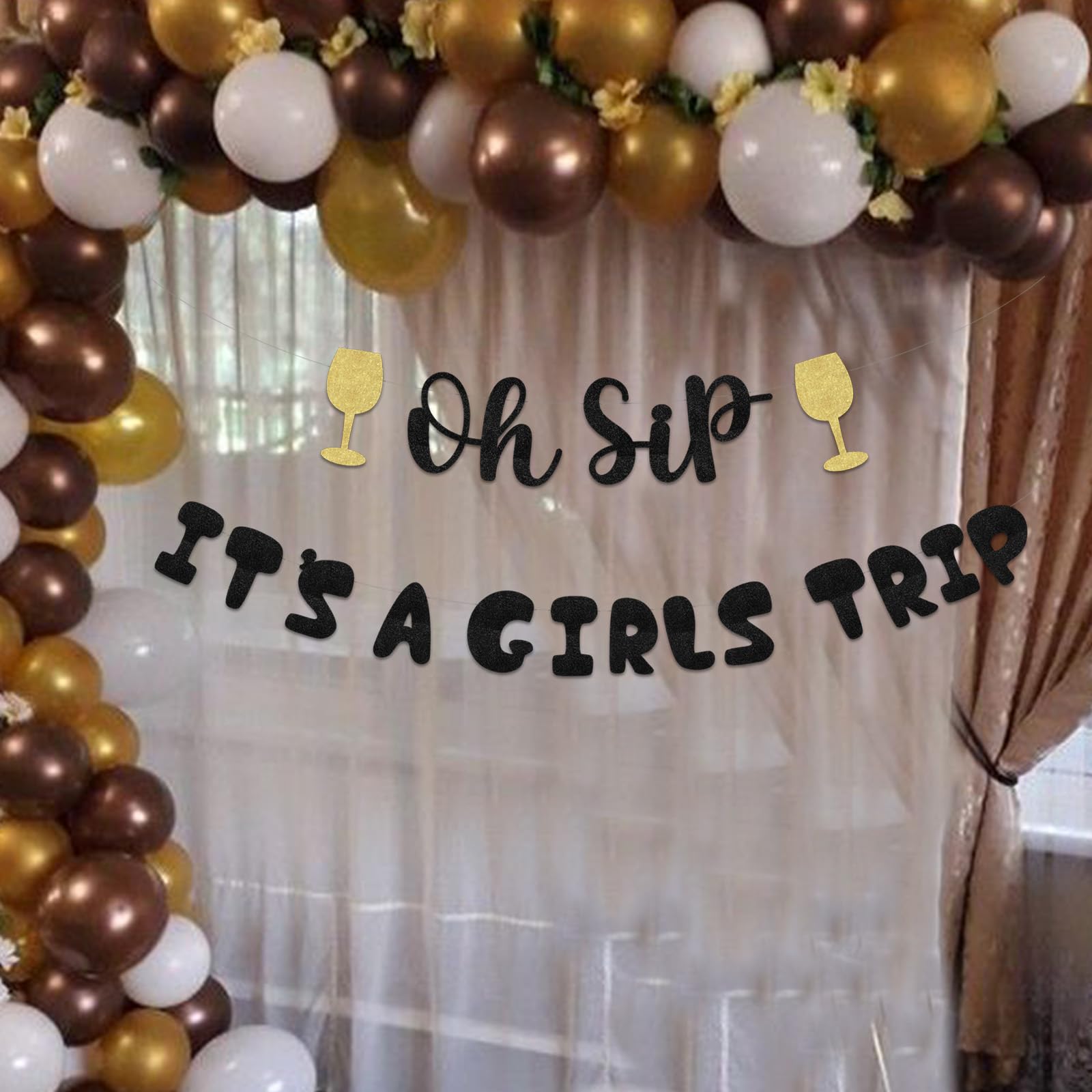 Sursurprise Oh Sip It's a Girls Trip Banner, Girls Vacation Bachelorette Birthday Sign Night Out Decorations, Girls Trip Weekend Theme Bridal Shower Wedding Engagement Party Decor