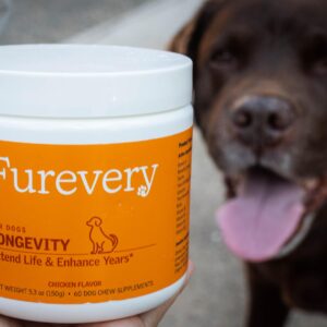 Furevery Chewable Dog Vitamins and Supplements – Daily Longevity Multivitamin for Dogs with Curcumin, Taurine, Trans-Resveratrol – Essential Vitamins for Dogs to Support Wellness and Vitality