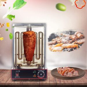 BBQ Meat Machine, Vertical Kebab Doner Meat Grill, Stainless Steel Gas Broilers Home Rotisserie Oven, Skewer Kebab Machine for Kitchen with Temperature Adjustment Switch, 50-300℃(Electric)