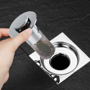 Stainless Steel Drain Hair Catcher - Anti-Clog Pop Up Drain Strainer with Hair Catcher, Drain Plug Sink Filter, Sink Plug for 33-40mm Drain, Plug and Play, for Bathroom, Bathtub, Kitchen, Sink, Etc