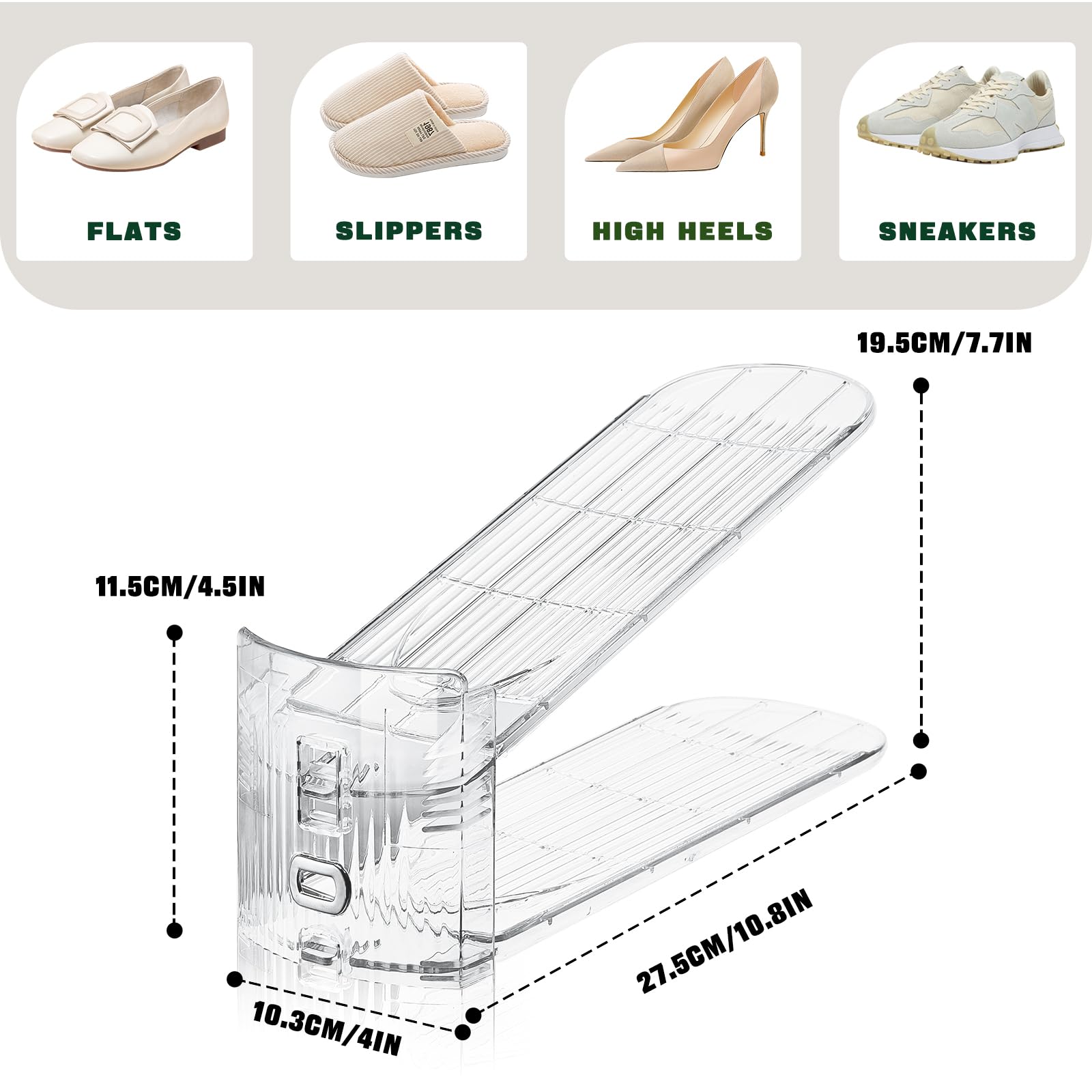 FENRUNXU Shoe Slots Organizer for Closet,6 Pack Shoe Stacker Shoe Rack Organizer for Closet Space Saver Storage Shoe Holder Organization(Transparent)