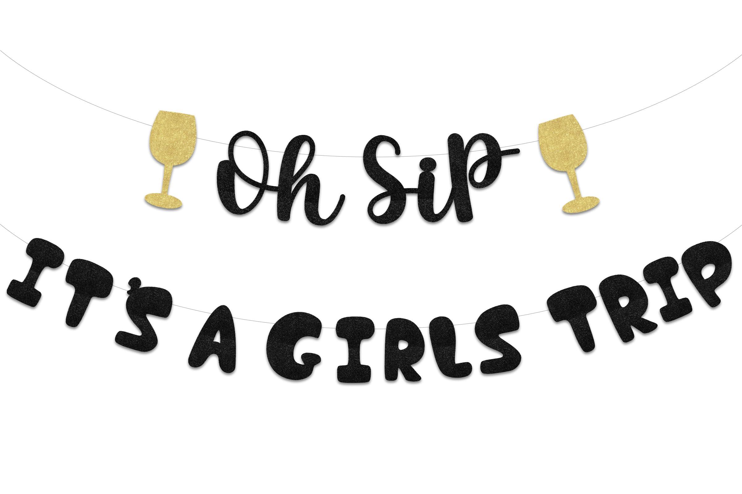 Sursurprise Oh Sip It's a Girls Trip Banner, Girls Vacation Bachelorette Birthday Sign Night Out Decorations, Girls Trip Weekend Theme Bridal Shower Wedding Engagement Party Decor